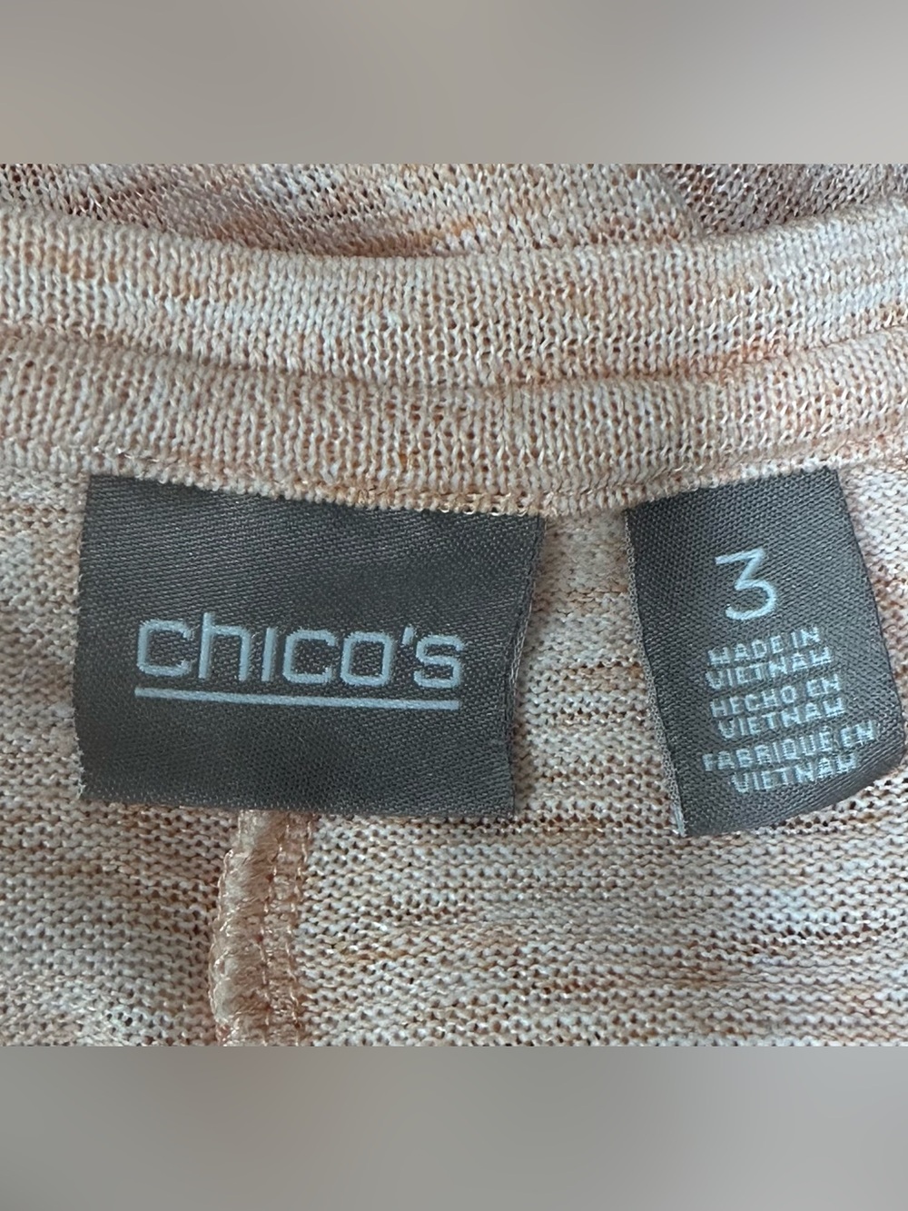 Chico's Womens Sweater Top Peach Orange Short Sleeve Knit Size 3 Coastal Beach - Picture 5 of 6